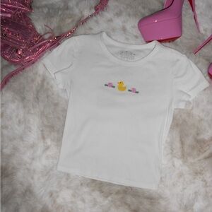 White embroidered baby tee